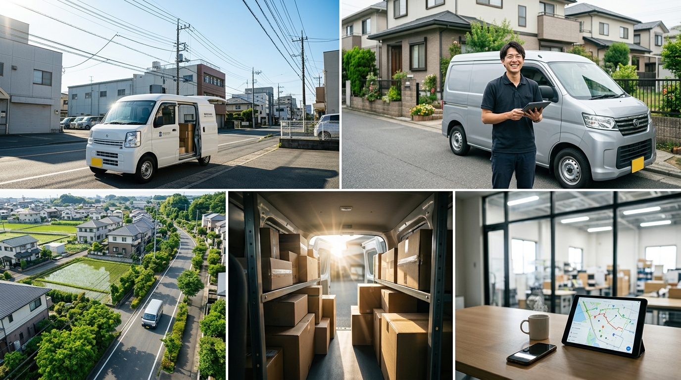 小山市に拠点に置く軽貨物会社で大手ECの宅配・企業配・スポット便・チャーター便など幅広く活動中。ドライバー大募集
